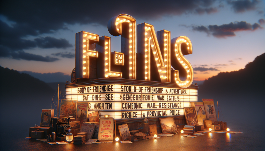 Affichez en anglais : "Films en G" sur une enseigne de cinéma rétro illuminée.