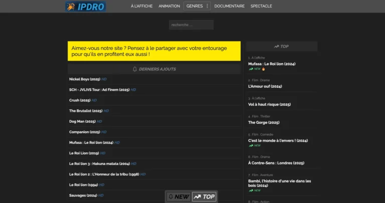 Nouvelle adresse du site Ipdro en 2024 pour le streaming
