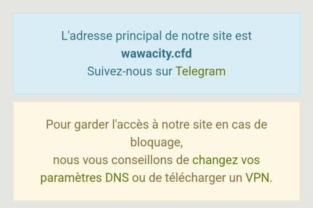 Nouvelle adresse Wawacity en 2025 illustrée sur fond sombre avec texte informatif