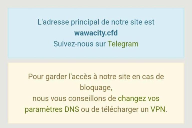Nouvelle adresse Wawacity en 2025 illustrée sur fond sombre avec texte informatif