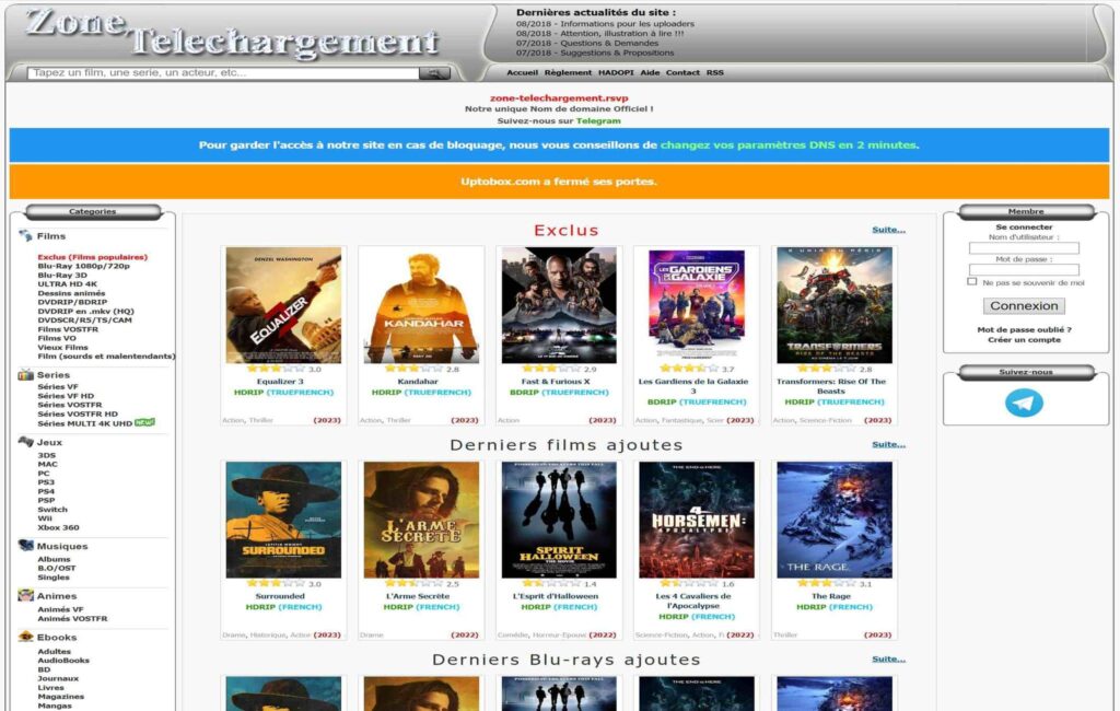 Nouvelle adresse de Zone Téléchargement en 2025 illustrée par interface du site
