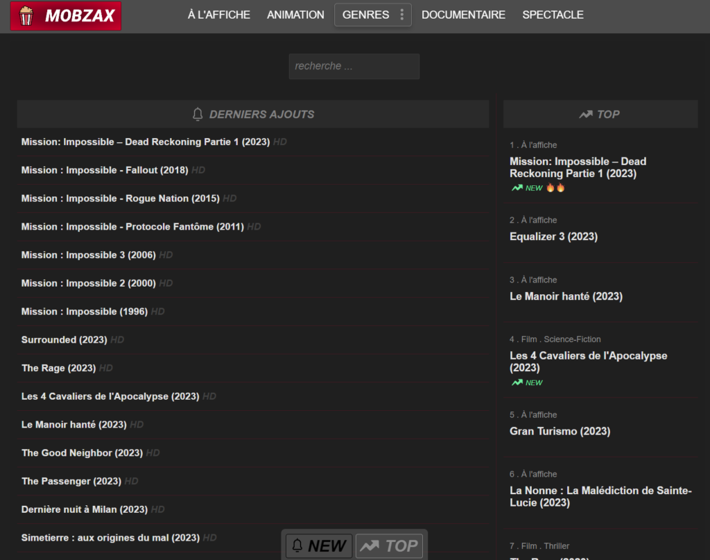 Capture d'écran d'un site de streaming hors service évoquant la fermeture d'Udrob.com